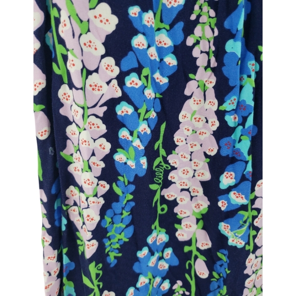 Lilly Pulitzer Size XS Blue Floral Dress with Belt 100% Rayon Ruffled Sleeve - Picture 7 of 10